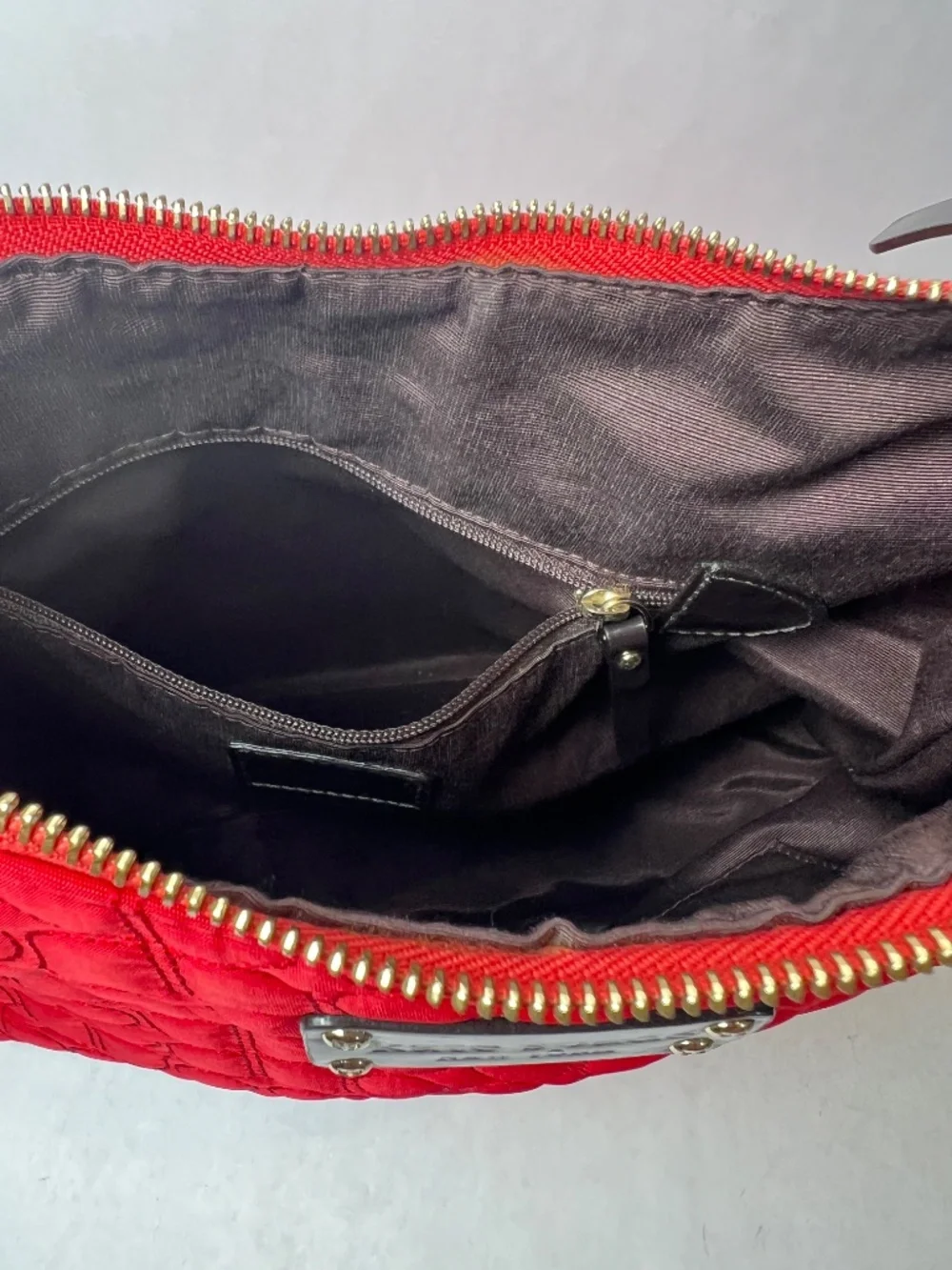 Kate Spade Lennox Hill Noel Quilted Nylon Hobo Bag [Red w/ Brown Patent] - Picture 5 of 7